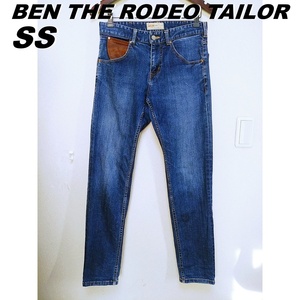 牛革使い　ben the rodeo tailor ベンザロデオテーラー　デニムジーンズ　メンズSS　76.5㎝　メンズビギ　M相当　S相当　211123-13