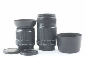 【2点】CANON キャノン ZOOM LENS EF-S 18-55mm F3.5-5.6 IS II/55-250mM F4-5.6 IS II 一眼レフ ズーム レンズ カメラ 動作未確認 44848-K