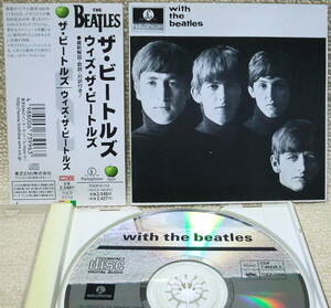 即決！【2点で送料無料】CD ビートルズ With The Beatles 日本盤 EMI100の帯付き リマスター前のモノラル音源 Parlophoneレーベル 対訳掲載