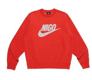 新品 NIKE NRG NIGO CREW FLC RED M ナイキ ニゴー クルーネックスウェットシャツ レッド Mサイズ FV5941-687 Crew Fleece ロゴプリント