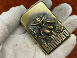 1円 ZIPPO ライター マルボロ Marlboroジッポ Zippoオイルライター真鍮製 中古品 喫煙グッズ ジッポー 火花確認済R658225