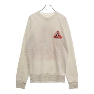 パレススケートボーズ RUNNING TINGS SWEATSHIRT ロゴプリント クルーネック コットン 長袖スウェット トレーナー ホワイト