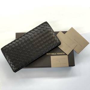 美品♪ BOTTEGA VENETA（ボッテガ・ヴェネタ) イントレチャート 長財布 ダークブラウン