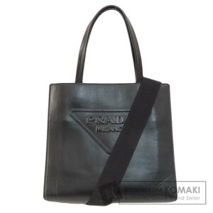 PRADA プラダ 1BG382 エンボス トライアングル 2WAY ハンドバッグ レザー レディース 中古