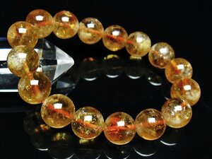 銀座東道◆超レア最高級超美品天然虹入りシトリンブレスレット 13mm [T366-12619]