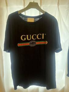 GUCCI グッチ シャツ 半袖 半袖Tシャツ ブラック BKプリント 美品