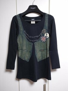 ドルチェ＆ガッバーナ Dolce&Gabbana ドルガバ D&G 長袖 シャツ ロングTシャツ ラインストーン 黒 S ZAOEOPMT