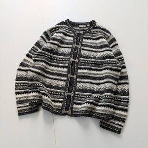 ヴィンテージ　チロリアンニット　ブラック　グレー　XL SZ23