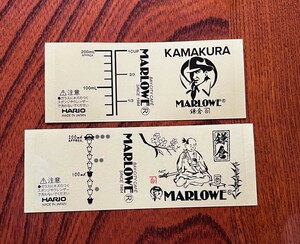 鎌倉駅前店オープン記念限定　マーロウ　ビーカー柄シール　武士柄、KAMAKURA柄　ノベルティ　