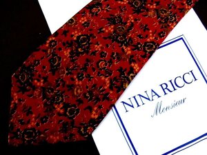 ♪6667C♪良品【花・小花 植物 柄】ニナリッチ【NINA RICCI】 ネクタイ