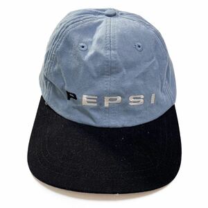 90s Pepsi ペプシコーラ キャップ コットン ブラック ビンテージ アメリカ製 usa old 帽子 cap 80s 企業 デッドストック 刺繍 ロゴ 2トーン