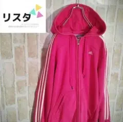 【スリーブライン☆】adidas トラックジャケットパーカー M マゼンタ