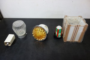 3個セット　昭和レトロ　白熱電球用　照明器具　ダウンライト　埋込ライト　ガラス風防　壁付