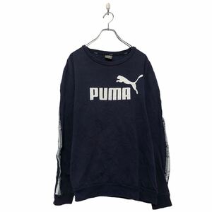 PUMA プリント スウェット パーカー プーマ L ネイビー ロゴ 古着卸 アメリカ仕入 a605-8198