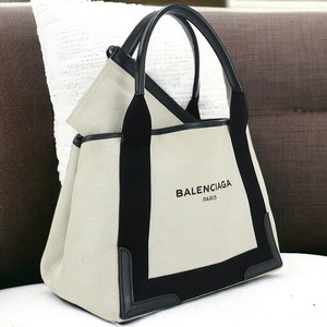 11/24はさらに+11倍 中古 バレンシアガ トートバッグ レディース ブランド BALENCIAGA ネイビーカバスS 339933 ホワイト バッグ