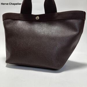 b22【極美品】エルベシャプリエ　Herve Chapelier　Mサイズ　707GP ブラウン　コーテッドキャンバス　舟形　トートバッグ　ハンド