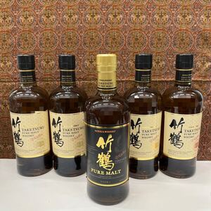 S158【未開栓】/ 5本まとめ 竹鶴 ピュアモルト ウイスキー 700ml 43% 黒ラベル 旧ラベル NIKKA ニッカ TAKETSURU JAPANESE WHISKY