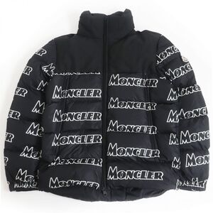 美品□19-20AW MONCLER/モンクレール FAIVELEY/フェブレ ロゴワッペン/総柄 フード入り WZIP ダウンジャケット ブラック 3 正規品 メンズ