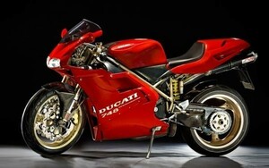 ドゥカティ 748R 2000年 スーパーバイク DUCATI バイク 絵画風 壁紙ポスター 特大ワイド版 921×576mm はがせるシール式 006W1