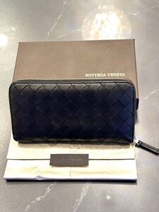 美品　BOTTEGA VENETA ボッテガ ヴェネタ ラウンドファスナー ジップ 長財布 ブラック