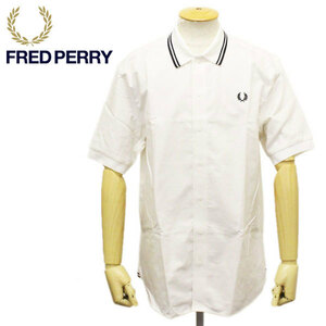 FRED PERRY (フレッドペリー) M8657 KNITTED COLLAR OXFORD SHIRT ニット カラー オックスフォードシャツ FP399 129SNOWWHITE XS