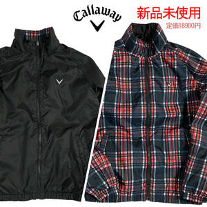 新品 定価18900円 Callaway リバーシブルブルゾン チェック/黒 Mサイズ キャラウェイ ゴルフ メンズ