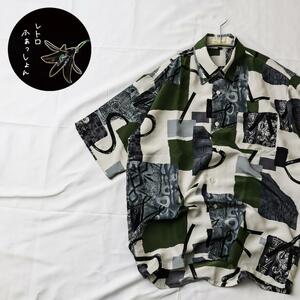 レトロ 半袖 柄シャツ メンズ M 古着 ヴィンテージ 堂本剛 B036