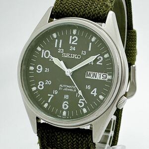y176 セイコー SEIKO 稼働品 7S26-3060 ミリタリー メンズ 腕時計 自動巻き AT デイデイト カーキ文字盤