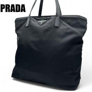 1円〜【美品】PRADA プラダ　ラージトートバッグ　ハンドバッグ　ナイロン　ブラック