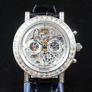 Breguet/ブレゲ Classique クラシック クロノグラフ スケルトン 5238BB/10/9V6/DD00 K18WG ダイヤモンド 手巻き メンズ腕時計 #pt031