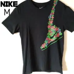 NIKE　花柄　スニーカー　ボタニカル　プリント　ロゴ　Tシャツ　ブラック　M