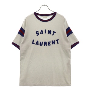 SAINT LAURENT PARIS サンローランパリ 3Dロゴ クルーネック半袖Tシャツカットソー ホワイト 689402 Y36LO 9582