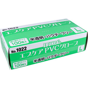 【まとめ買う】業務用No.1022 エブケアPVCグローブ 半透明 パウダーフリー 使捨手袋 L 100枚×40個セット