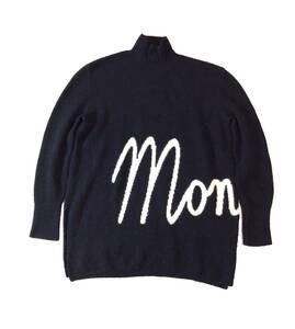 MONCLER モンクレール 21AW LUPETTO TRICOT T-NECK ハイネック ニット セーター タートルネック ビッグロゴ ブラック レディース S (ma)