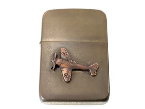 ZIPPO ジッポー オイルライター 2002年製 戦闘機 ミリタリー 飛行機 ブラスカラー 着火未確認[03-5403