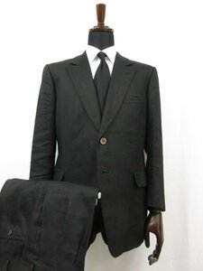 黄綬褒章 【TAILOR TAKEUCHI 竹内幸雄】 Scabal リネン混 2ボタン オーダースーツ (メンズ) 50～52相当 ブラック 黒無地 ■27RMS8389