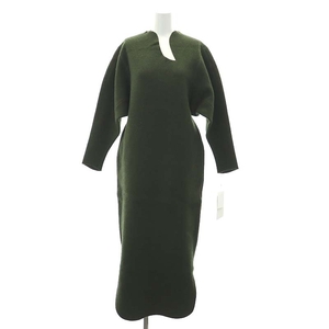 未使用品 マメクロゴウチ 23AW Wool Cashmere Frilled Knitted Dress ワンピース ロング カシミヤ混 長袖 2 カーキ レディース