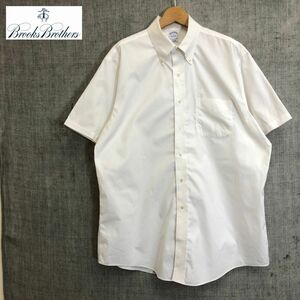 1H1317-F◆ Brooks Brothers ブルックスブラザーズ 半袖ボタンダウンシャツ BD ◆ size17 コットン100 ホワイト 古着 メンズ 春夏