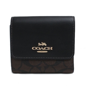 【新品未使用正規品】コーチ COACH 三つ折り財布 CE930-IMAA8 レディース シグネチャー SIGNATURE ブラウン/ブラック