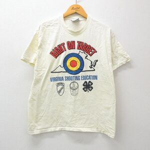 XL/古着 リー Lee 半袖 ビンテージ Tシャツ メンズ 90s バージニア TARGET コットン クルーネック 薄黄系 イエロー 24feb17