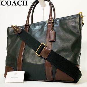 美品 A4〇 COACH コーチ 2way メトロポリタン ブリーフケース ビジネス ショルダーバッグ ハンドバック オールレザー 型押しロゴ 通勤