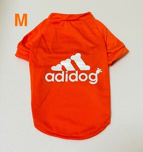 ☆新品☆adidog アディドッグTシャツMサイズ新作オレンジ犬服ペット服人気おしゃれスポーツ！