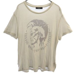 ディーゼル プリント 半袖 Tシャツ グレー DIESEL クルーネック メンズ