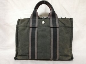 HERMES エルメス トートバッグ フールトゥキャンバス ブラック ハンドバッグ 黒 バッグ