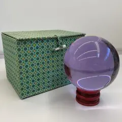 紫水晶 水晶玉 パープル 台座 木製台座 インテリア オブジェ 置物 レトロ