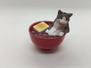 273.フィギュア　猫　ねこ　ネコ　動物 figure　ぜんざい　餅　風呂　くつろぐ　小豆　あずき　ぶろ