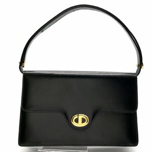 1円 良品 Christian Dior ディオール ハンド バッグ レザー ブラック レディース ゴールド金具 k1728