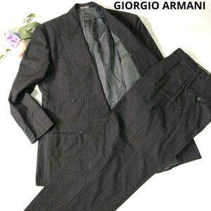 GIORGIO ARMANI　スーツ　ストライプ　グレー　イタリア製　WOOL 46サイズ