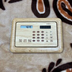 WOOD 木製 ソーラー 電卓 ウッド 電子式卓上計算機 ポケットサイズ 90年代 当時物