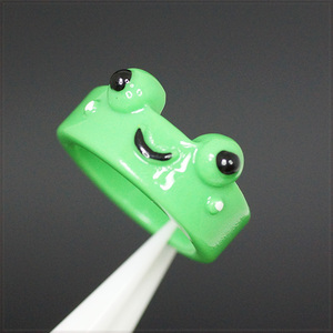 [RING] Cute Green Frog キュート グリーン フロッグ かわいい かえる 緑色 カエル レジン リング 14号 【送料無料】